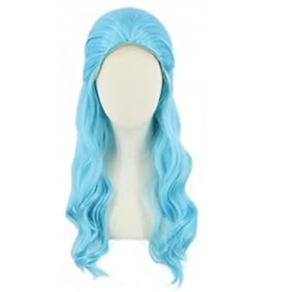 Beautiful Aqua Blue long Synthetic Wig
